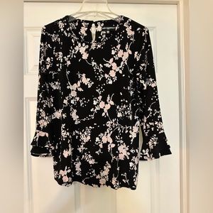 Karl Lagerfeld Paris blouse, pink and black floral, size Small